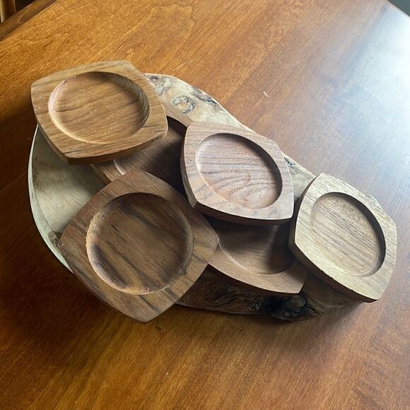 Set of 6 MCM Teak Coasters - Picture 1 of 4